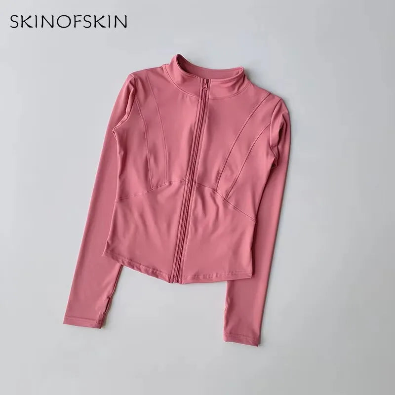 Women’s Long Sleeve Fitness Jacket – Slim Quick-Dry Yoga & Running Top