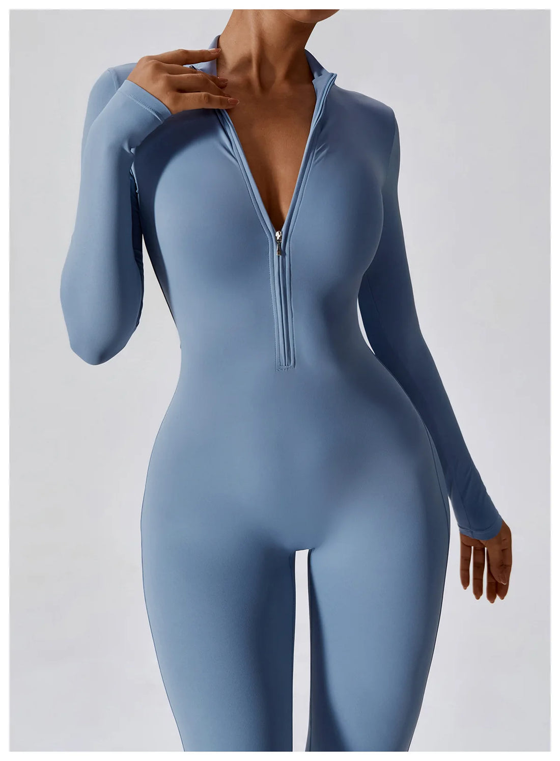Women’s Long Sleeve Yoga Boilersuit – Skin-Tight One-Piece Gym Jumpsuit