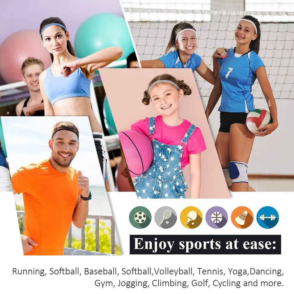 4PCS Non-Slip Sports Headbands – Elastic Sweatproof Workout Hair Bands
