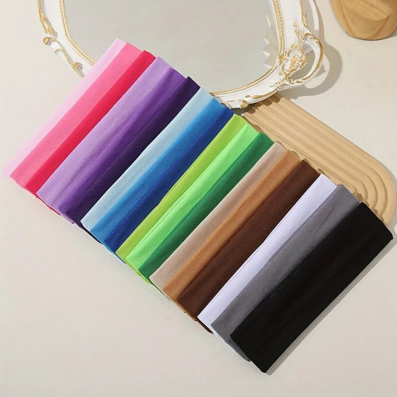 Elastic Knitted Hair Bands – Solid Color Sports & Fashion Headbands for Women