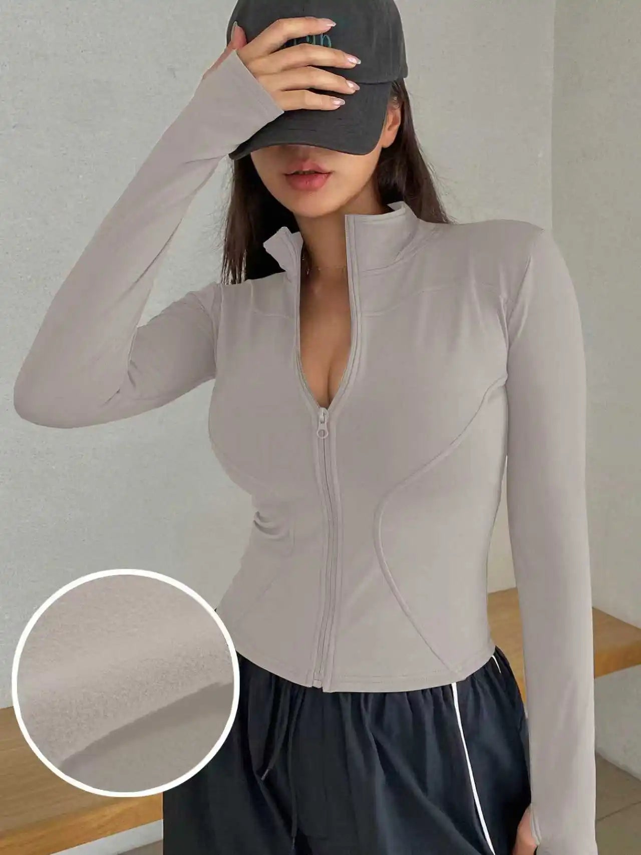 Women’s Long Sleeve Fitness Jacket – Slim Quick-Dry Yoga & Running Top