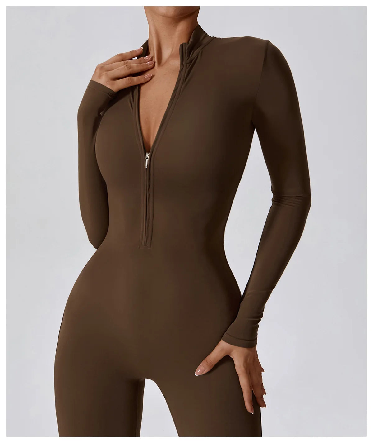 Women’s Long Sleeve Yoga Boilersuit – Skin-Tight One-Piece Gym Jumpsuit