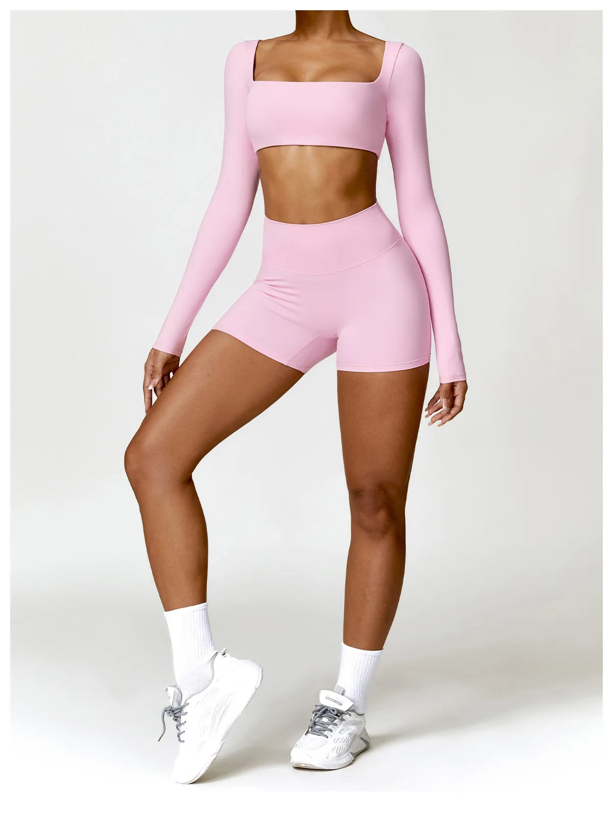 Women’s Quick-Dry Sportswear – Square Neck Fitness Crop Top