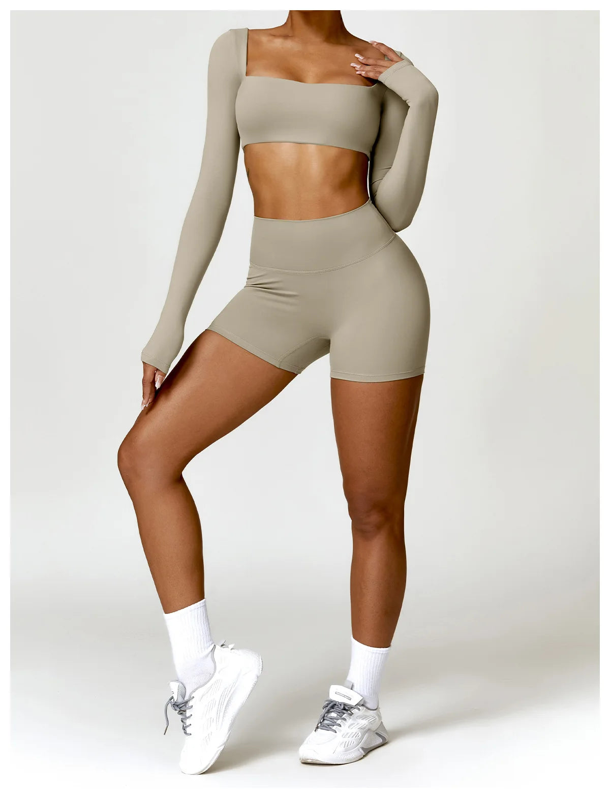 Women’s Quick-Dry Sportswear – Square Neck Fitness Crop Top