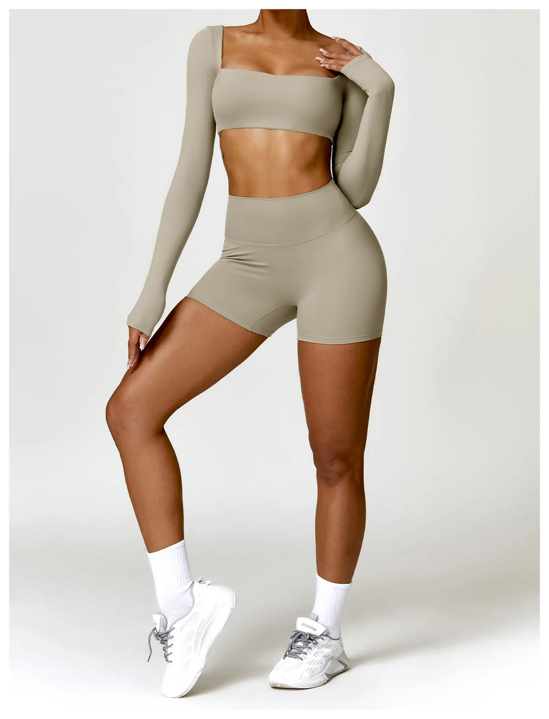 Women’s Quick-Dry Sportswear – Square Neck Fitness Crop Top