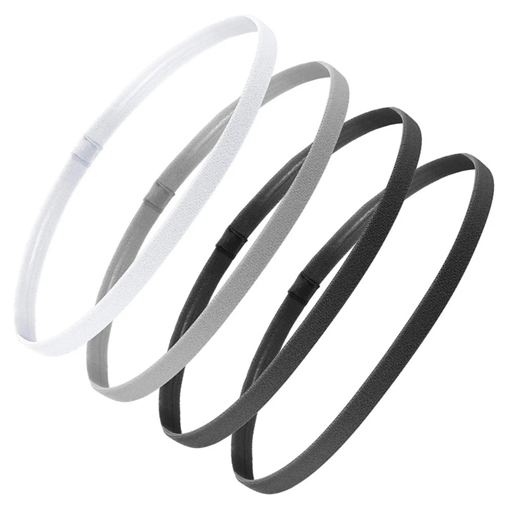 4PCS Non-Slip Sports Headbands – Elastic Sweatproof Workout Hair Bands
