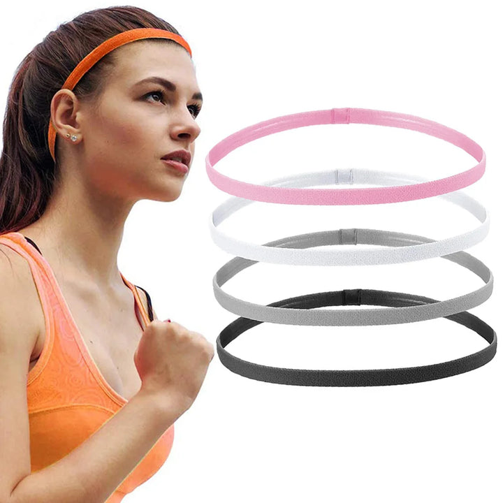 4PCS Non-Slip Sports Headbands – Elastic Sweatproof Workout Hair Bands