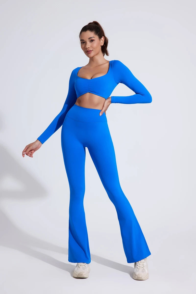 Women’s Long Sleeve Yoga Crop Top – Fitness & Workout Shirt