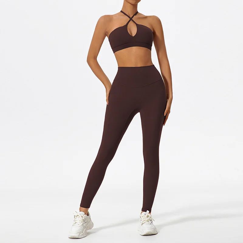 Two-Piece Women’s Sports Set – Cross-Front Yoga & Gym Outfit