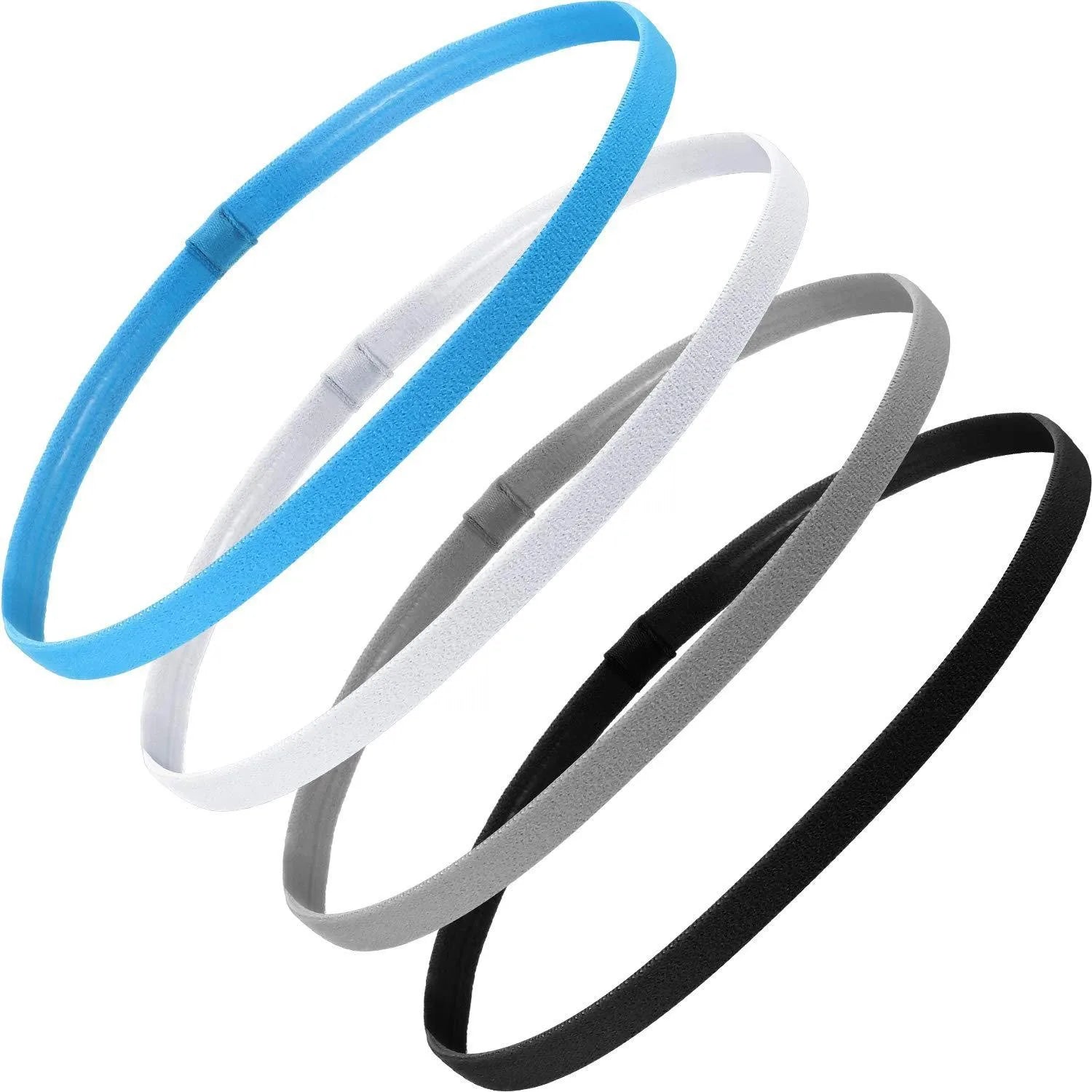 4PCS Non-Slip Sports Headbands – Elastic Sweatproof Workout Hair Bands