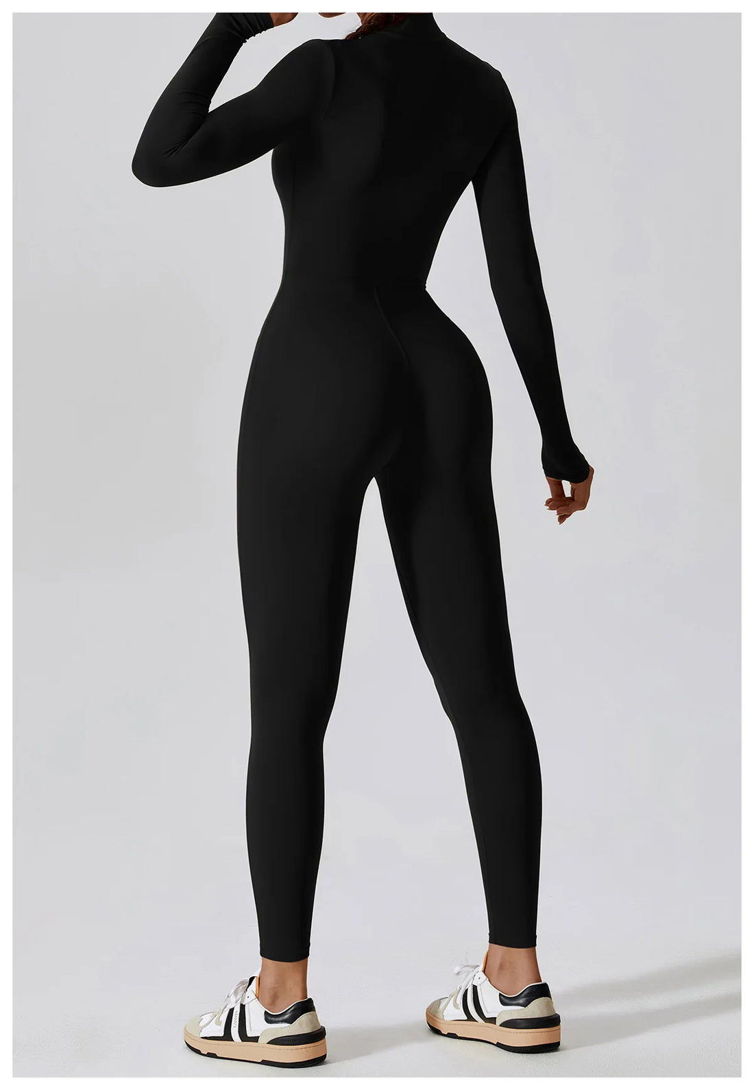 Women’s Long Sleeve Yoga Boilersuit – Skin-Tight One-Piece Gym Jumpsuit