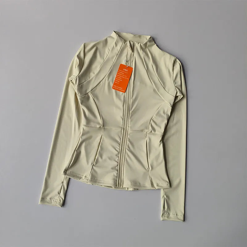 Women’s Long Sleeve Fitness Jacket – Slim Quick-Dry Yoga & Running Top