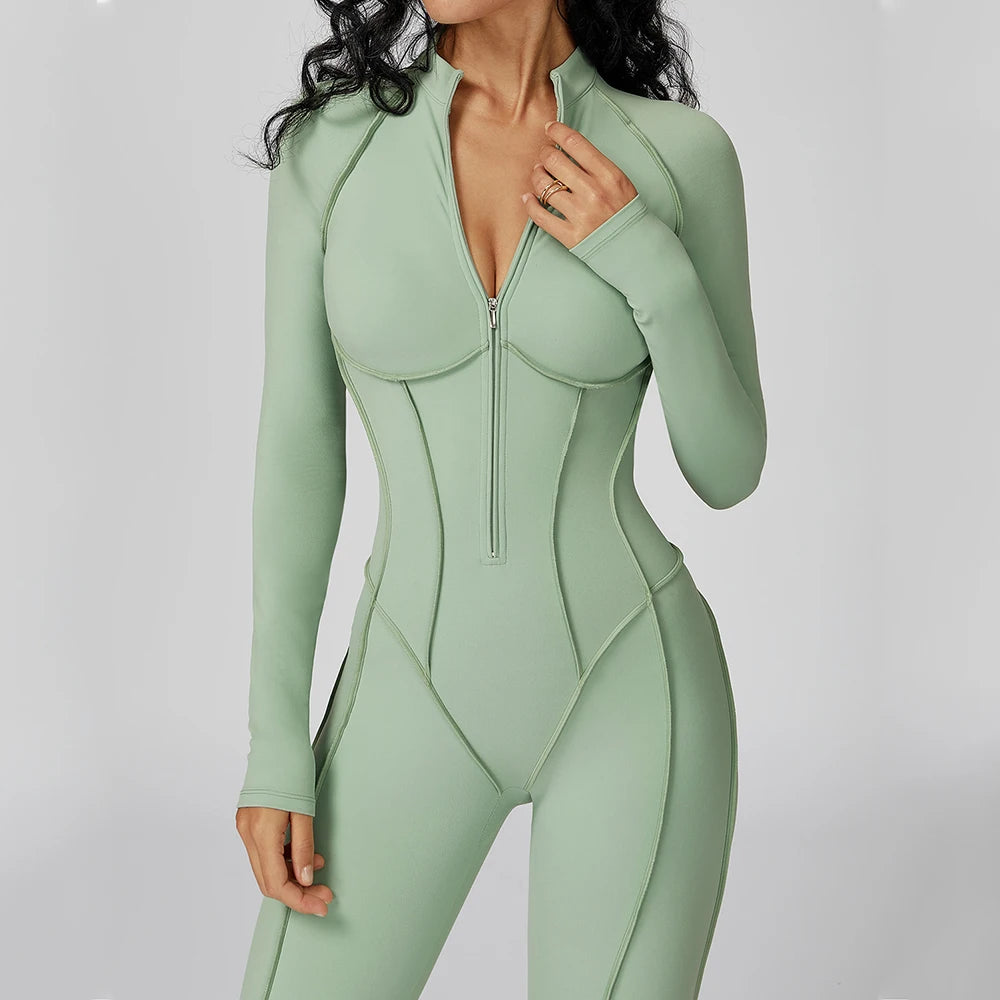 Women’s Long Sleeve Yoga Bodysuit – One-Piece Gym & Fitness Jumpsuit