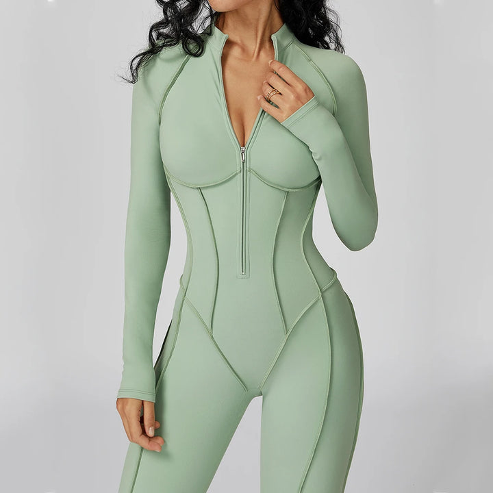 Women’s Long Sleeve Yoga Bodysuit – One-Piece Gym & Fitness Jumpsuit