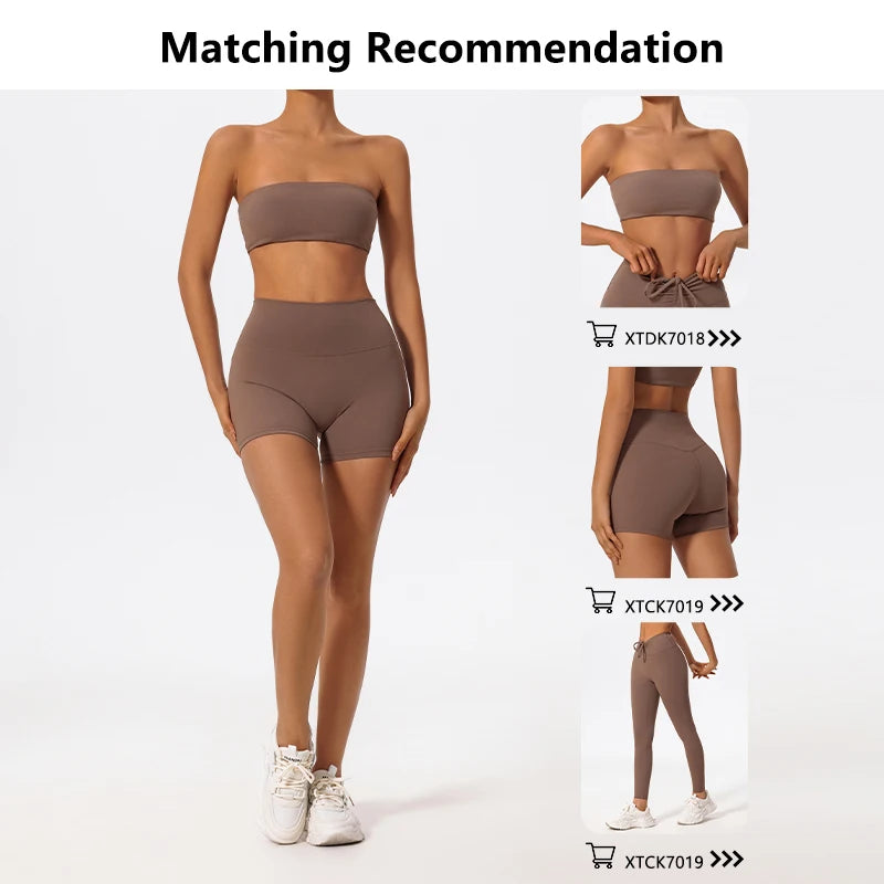Women’s 2-Piece Fitness Set – Strapless Sports Bra & Workout Leggings