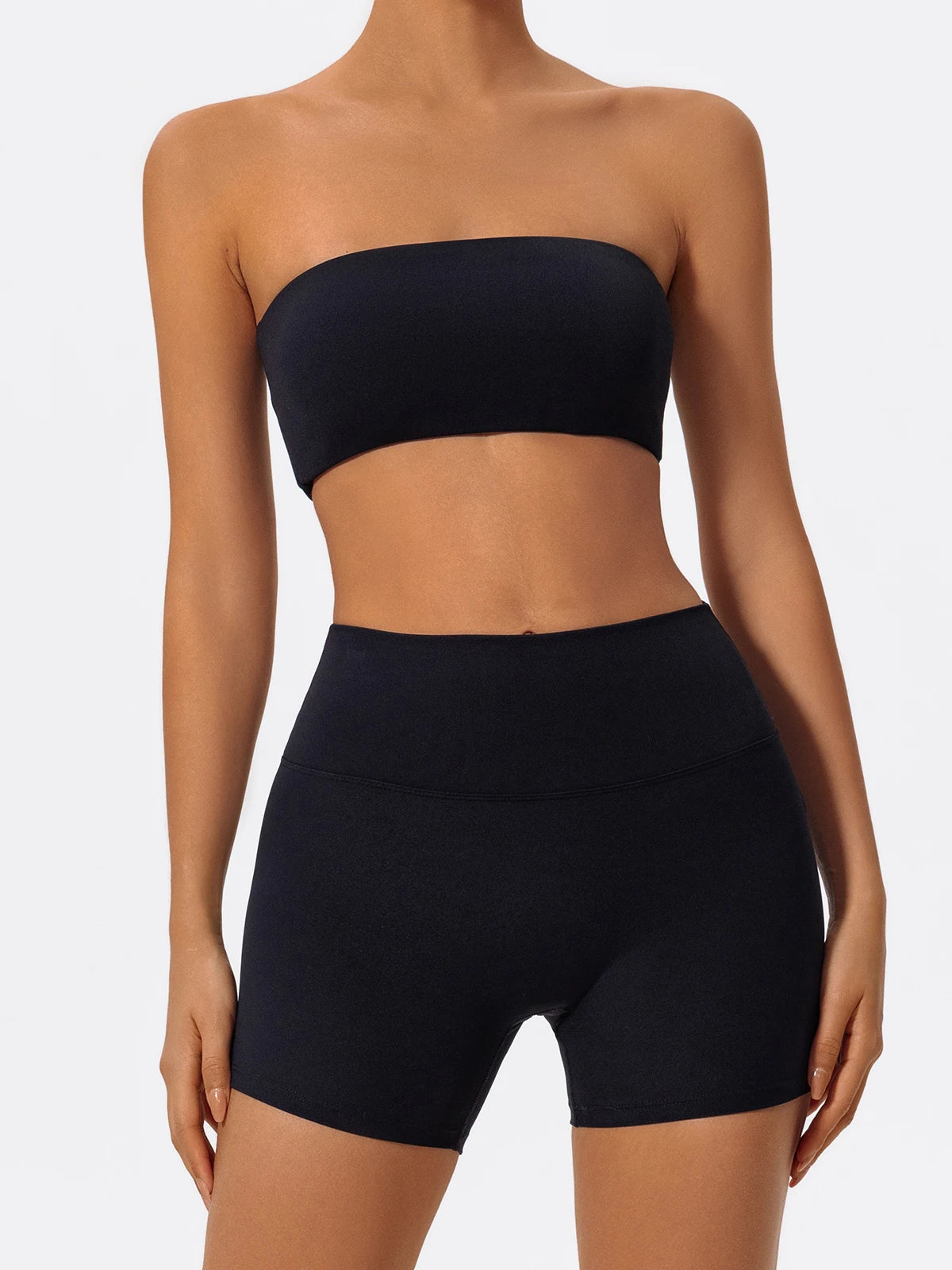 Women’s 2-Piece Fitness Set – Strapless Sports Bra & Workout Leggings