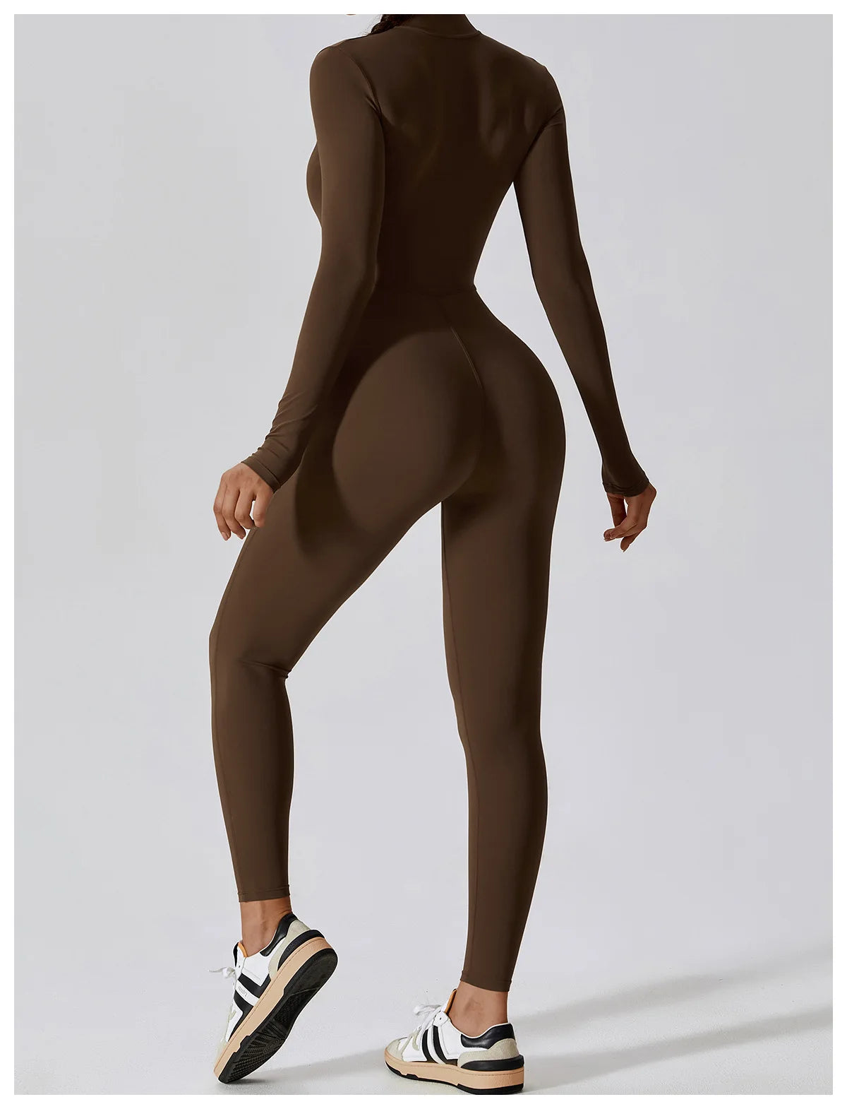 Women’s Long Sleeve Yoga Boilersuit – Skin-Tight One-Piece Gym Jumpsuit