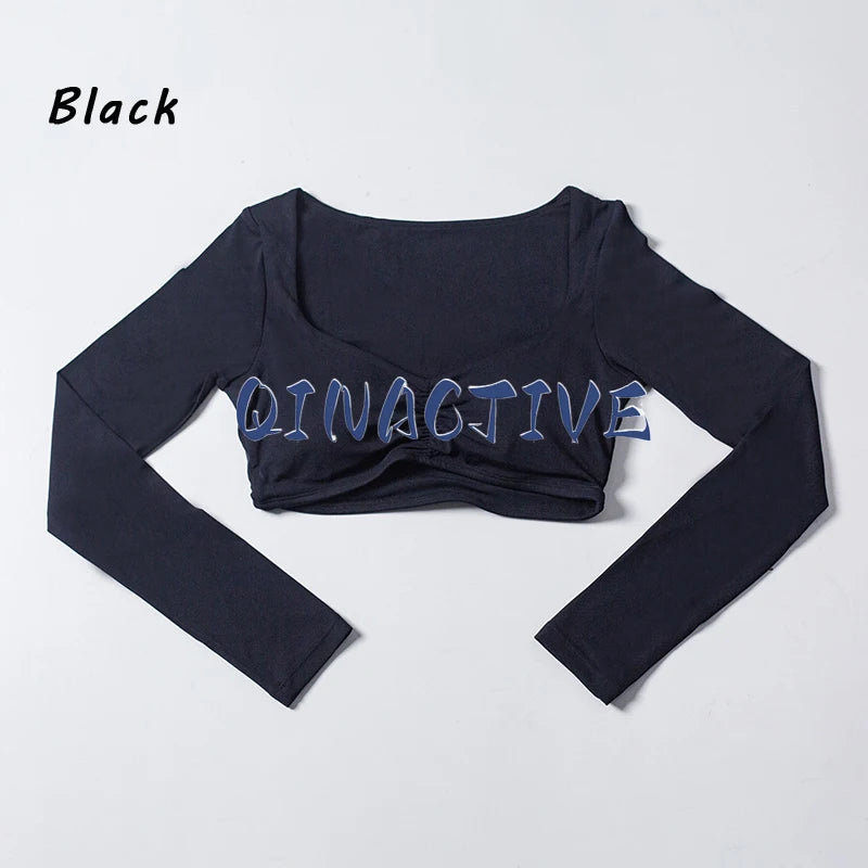 Women’s Long Sleeve Yoga Crop Top – Fitness & Workout Shirt