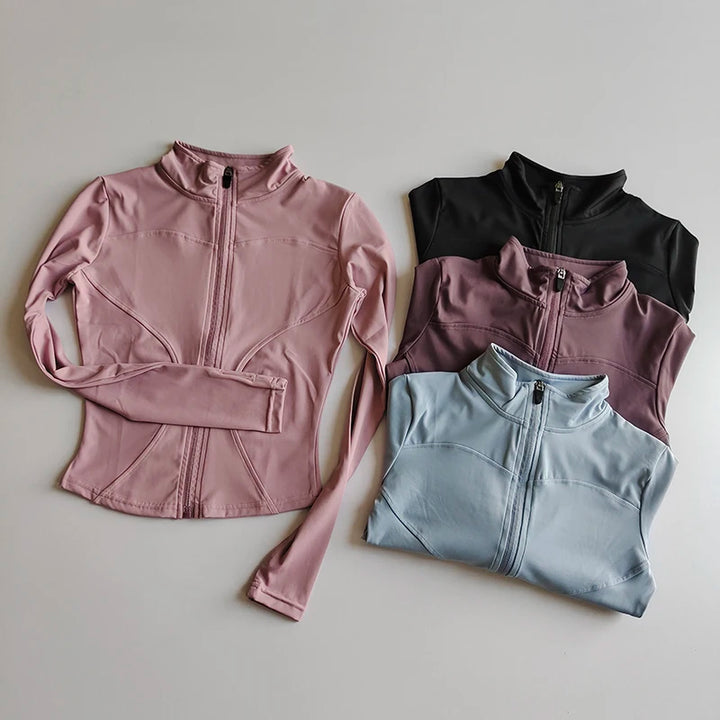 Women’s Long Sleeve Fitness Jacket – Slim Quick-Dry Yoga & Running Top