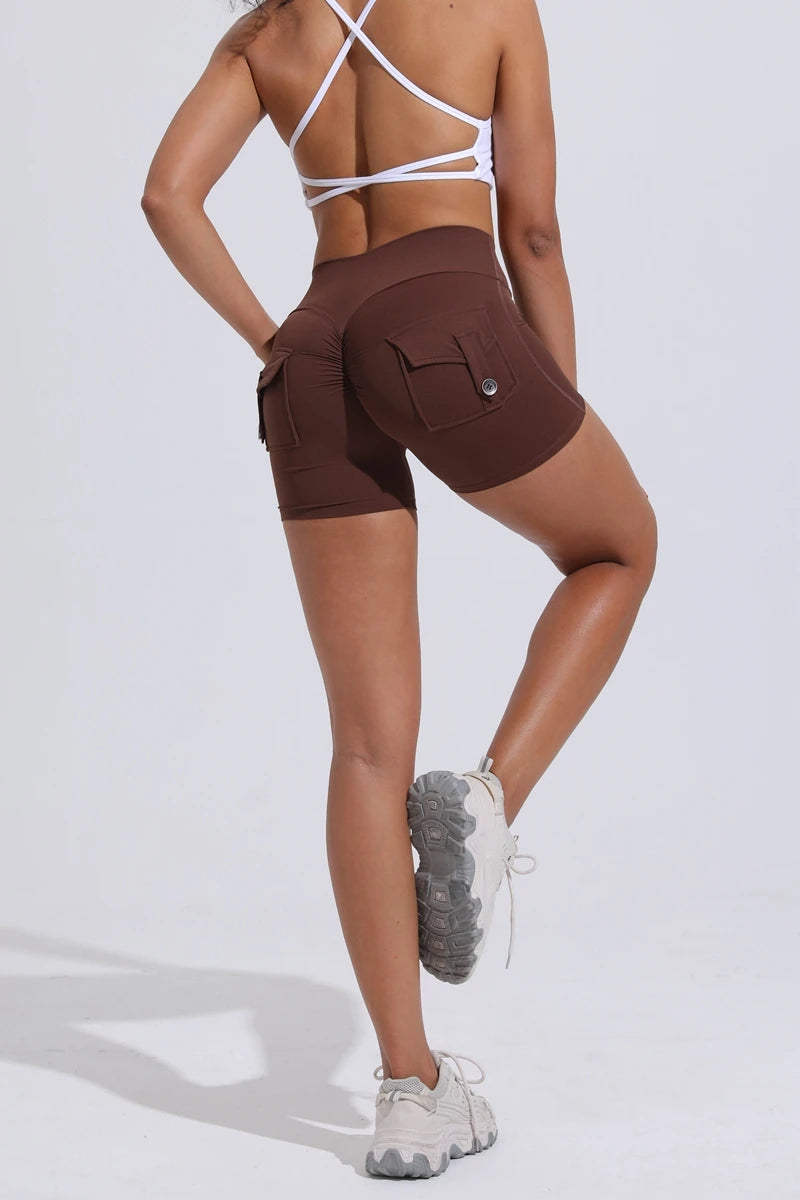 Women’s High-Waist Yoga Shorts – Scrunch Butt & Pocket Fitness Shorts