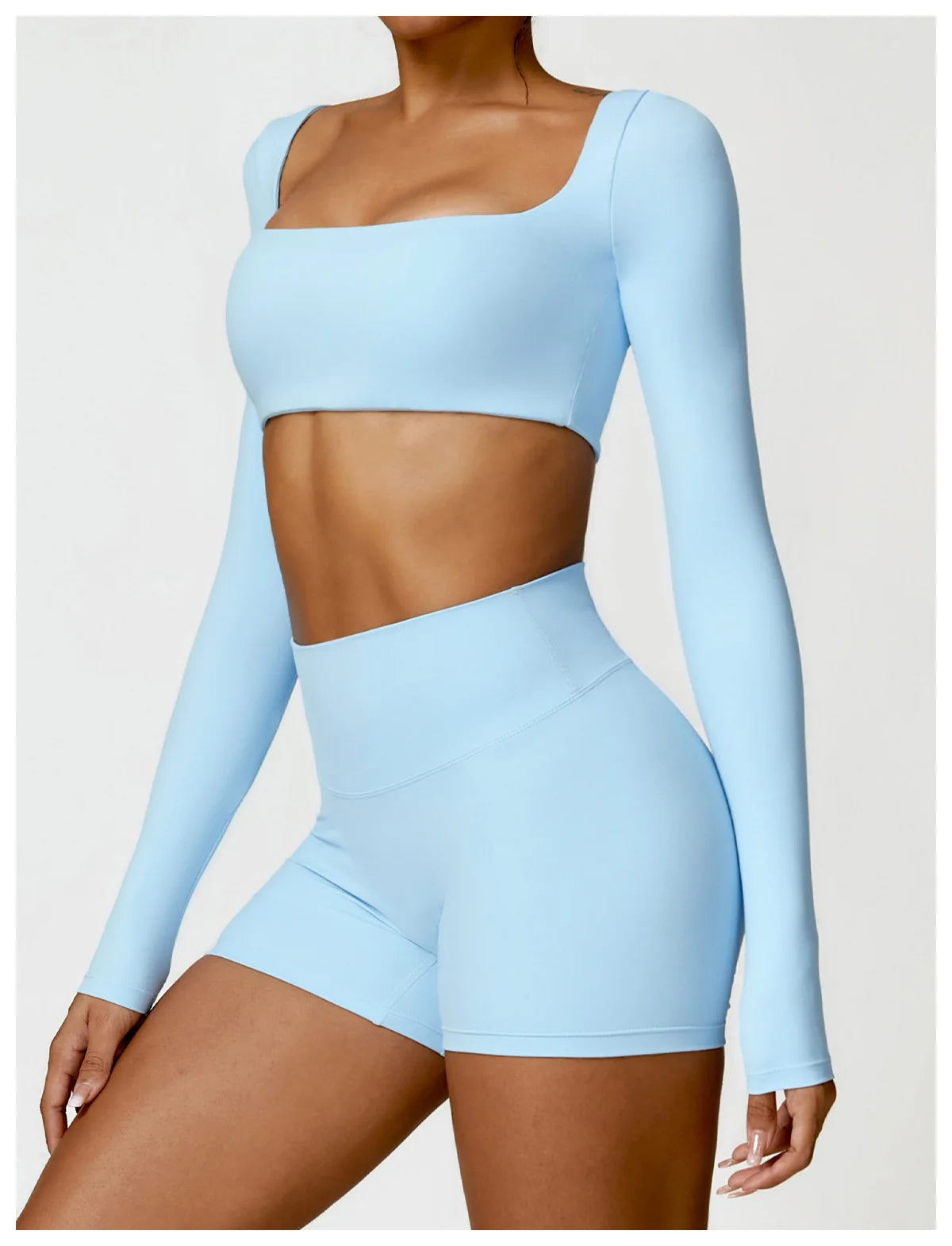Women’s Quick-Dry Sportswear – Square Neck Fitness Crop Top