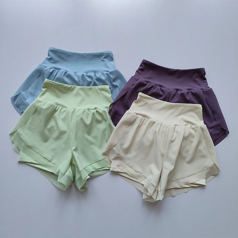 Women’s High-Waisted Summer Sports Shorts – Mesh Breathable Fitness & Running Shorts