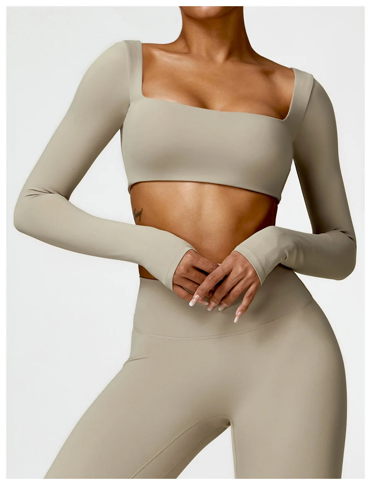 Women’s Quick-Dry Sportswear – Square Neck Fitness Crop Top