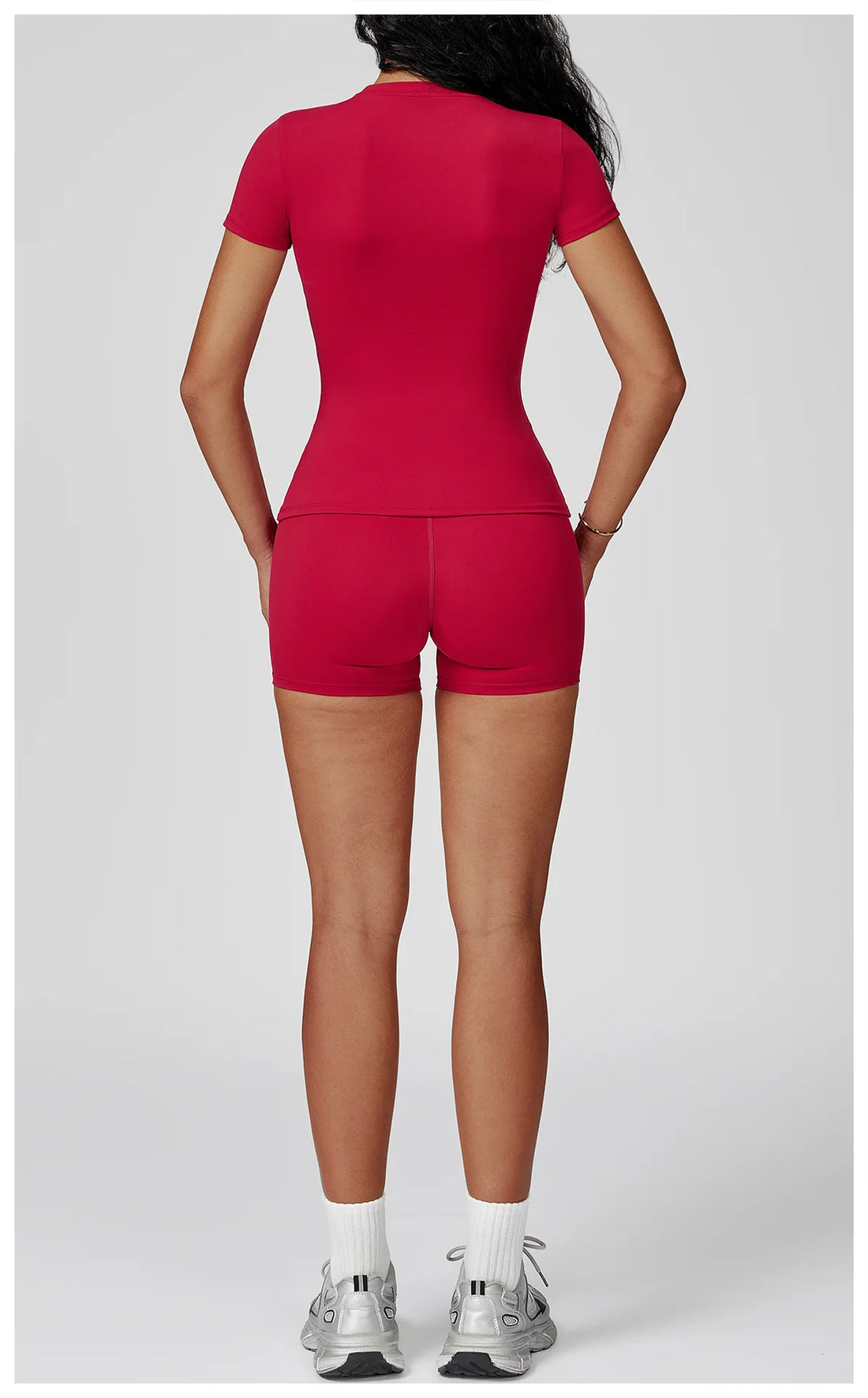 Women’s 2PCS Yoga & Workout Set – Long Sleeve Top & High-Waist Leggings/Shorts