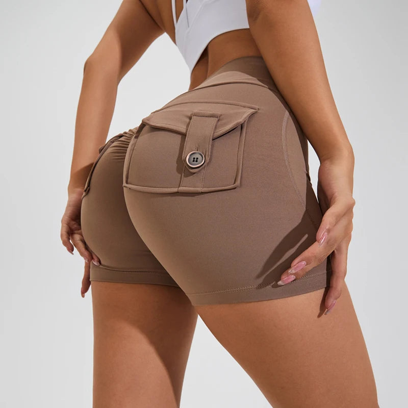 Women’s High-Waist Yoga Shorts – Scrunch Butt & Pocket Fitness Shorts