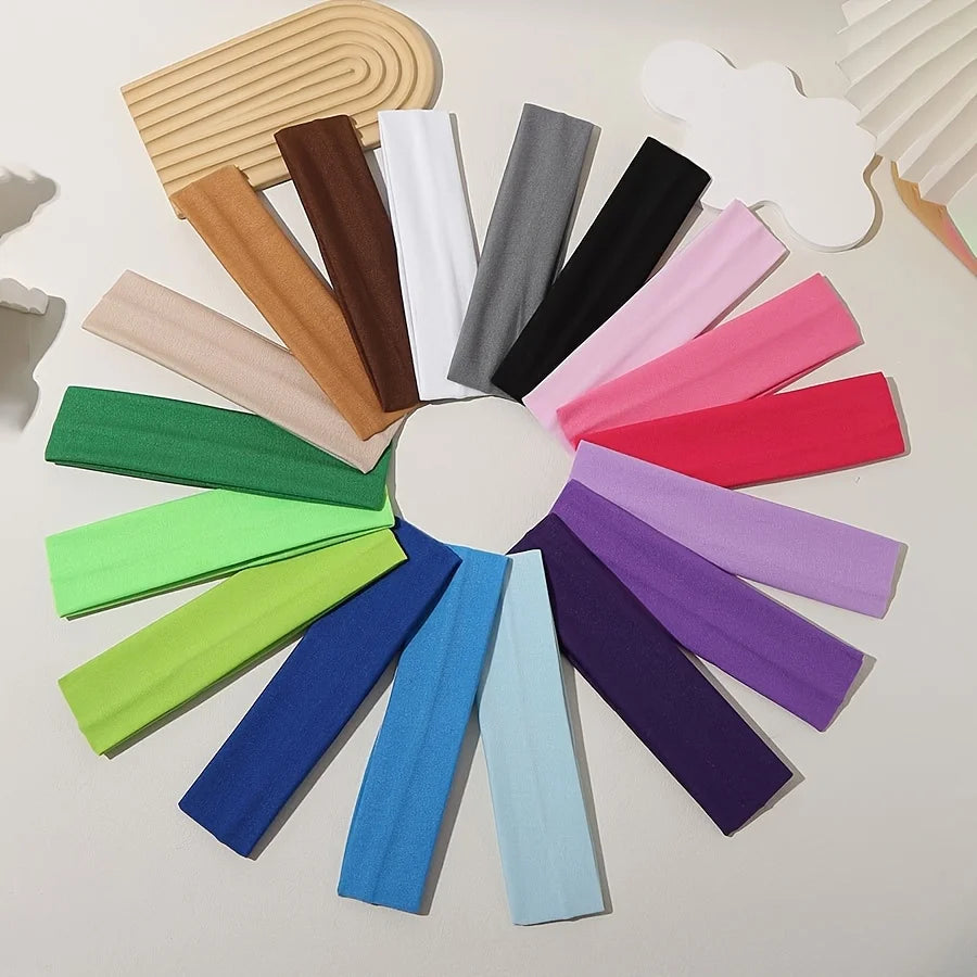 Elastic Knitted Hair Bands – Solid Color Sports & Fashion Headbands for Women