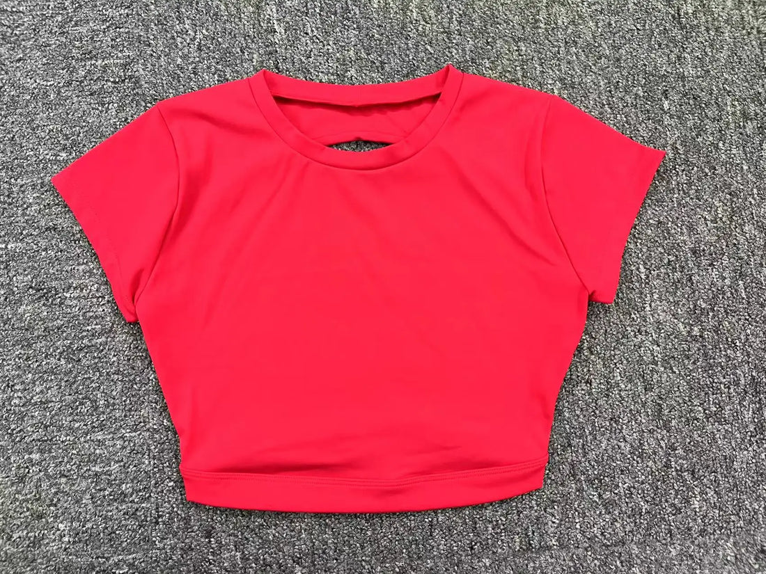 Women’s Backless Sports Crop Top – Breathable Fitness & Workout Shirt