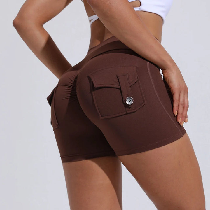 Women’s High-Waist Yoga Shorts – Scrunch Butt & Pocket Fitness Shorts