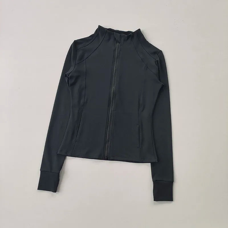 Women’s Long Sleeve Fitness Jacket – Slim Quick-Dry Yoga & Running Top