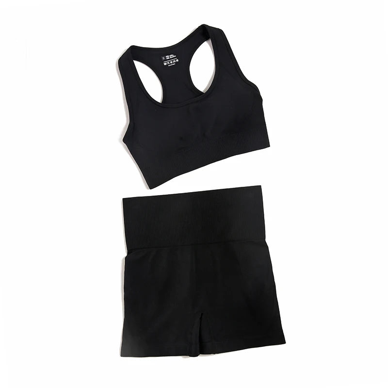 2-Piece Seamless Yoga Set for Women – High Waist Leggings & Sports Bra Gym Outfit