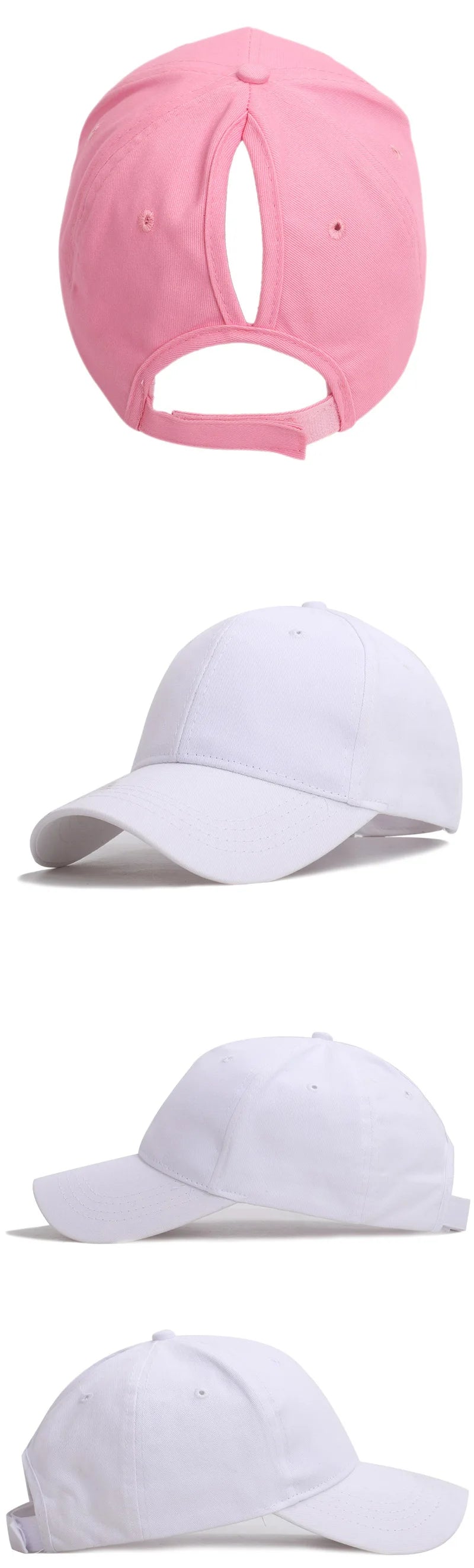 Women’s High Ponytail Baseball Cap – Messy Bun Adjustable Sports Hat