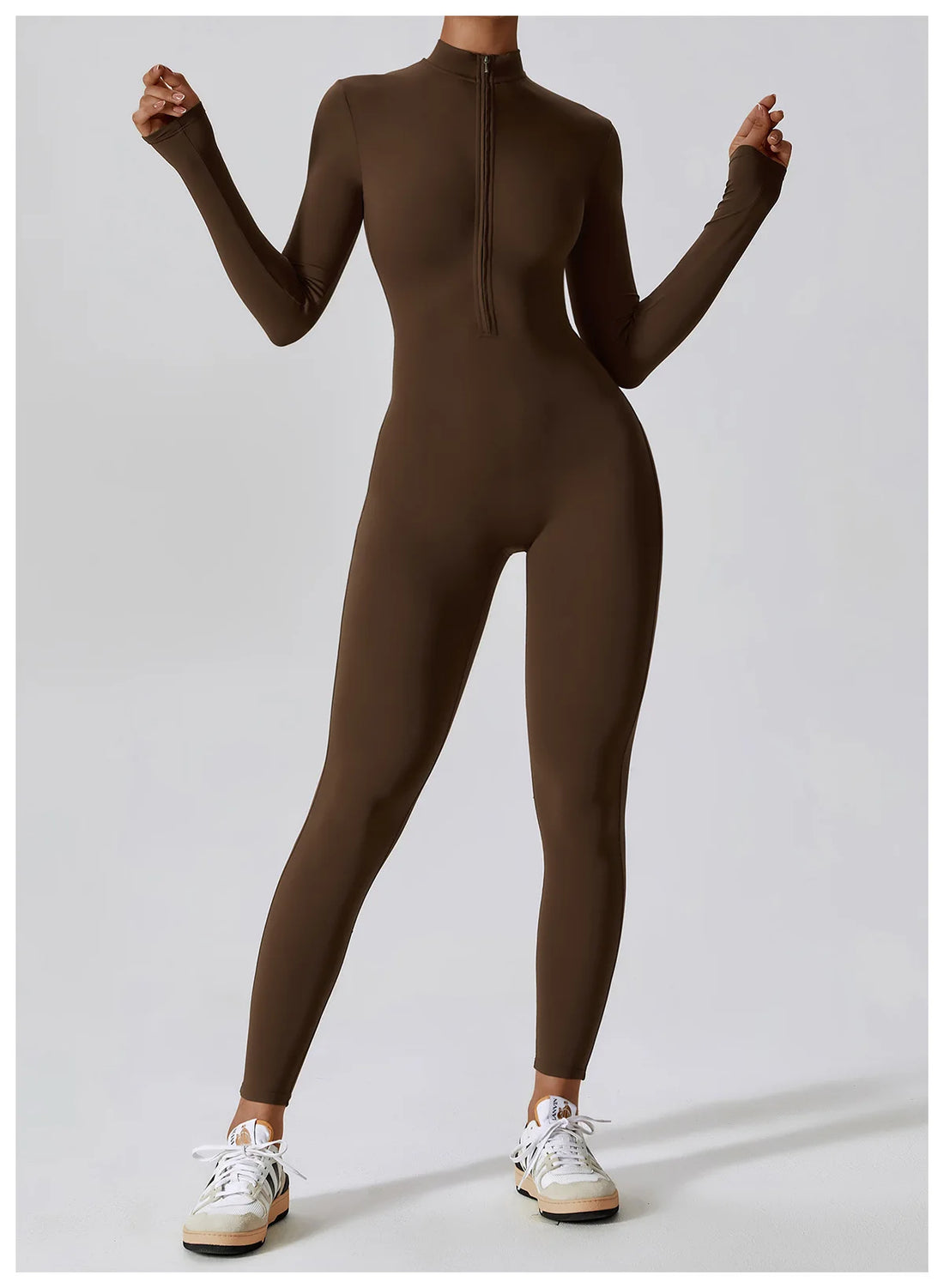 Women’s Long Sleeve Yoga Boilersuit – Skin-Tight One-Piece Gym Jumpsuit