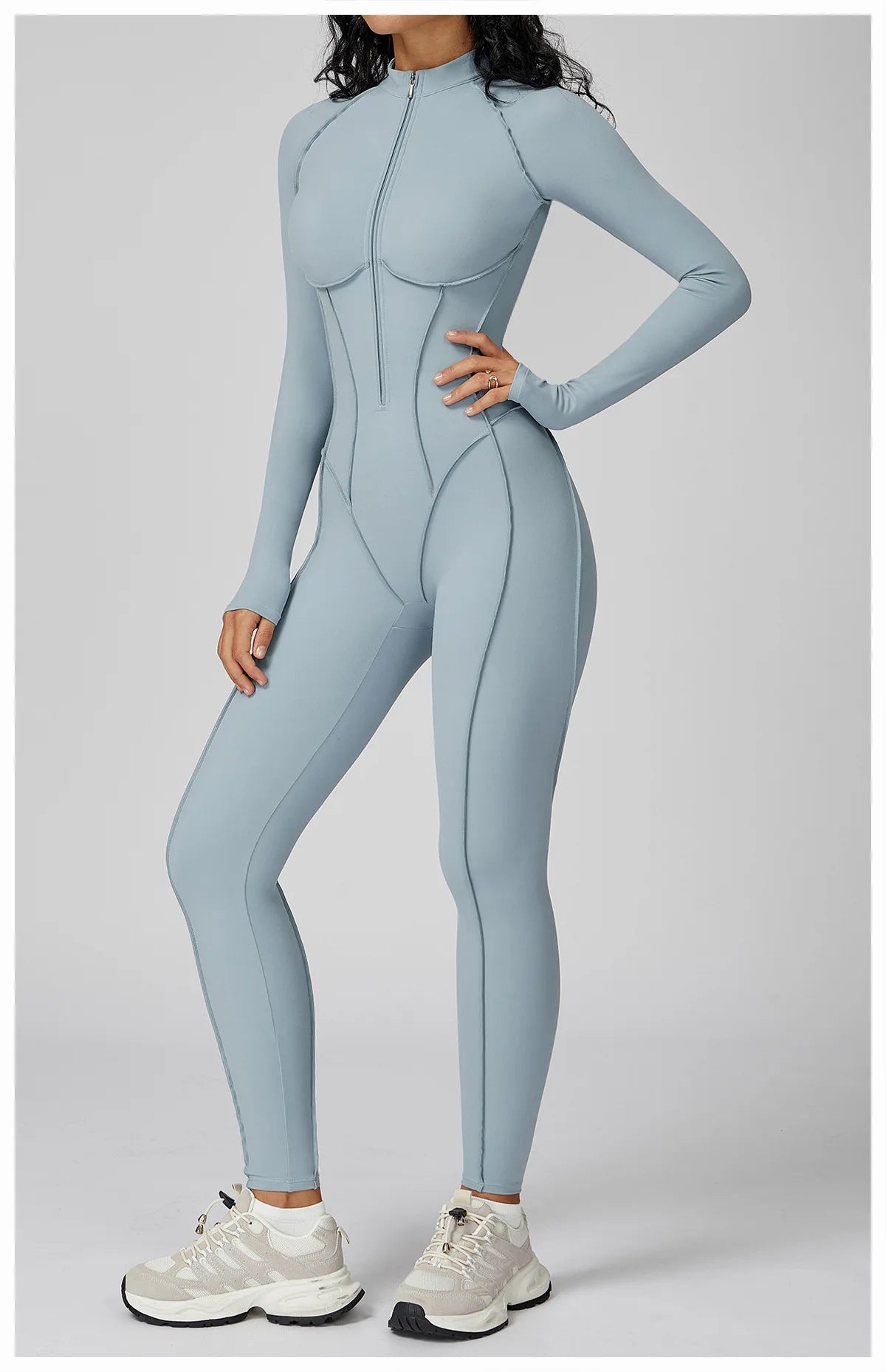 Women’s Long Sleeve Yoga Bodysuit – One-Piece Gym & Fitness Jumpsuit