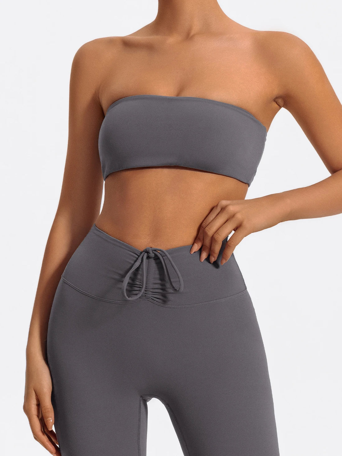 Women’s 2-Piece Fitness Set – Strapless Sports Bra & Workout Leggings