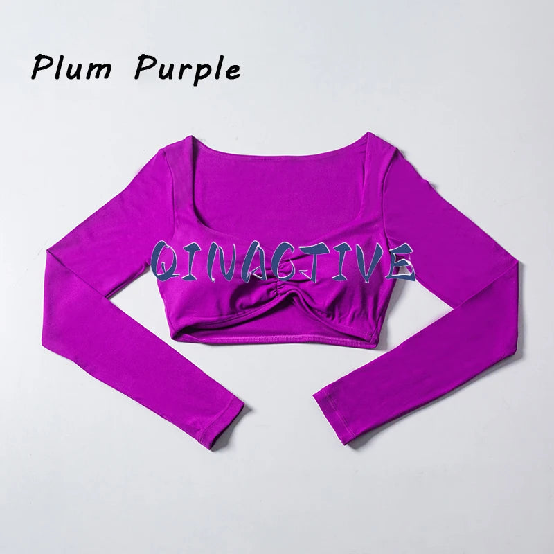 Women’s Long Sleeve Yoga Crop Top – Fitness & Workout Shirt