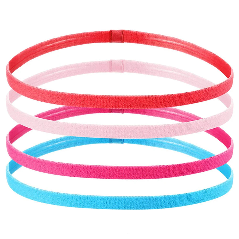 4PCS Non-Slip Sports Headbands – Elastic Sweatproof Workout Hair Bands