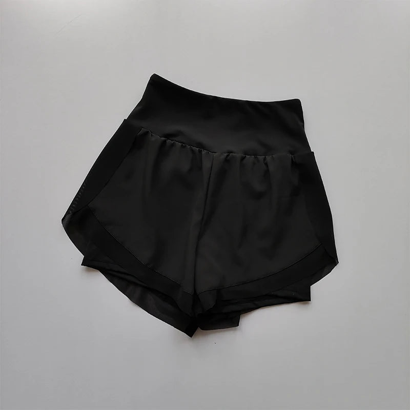 Women’s High-Waisted Summer Sports Shorts – Mesh Breathable Fitness & Running Shorts