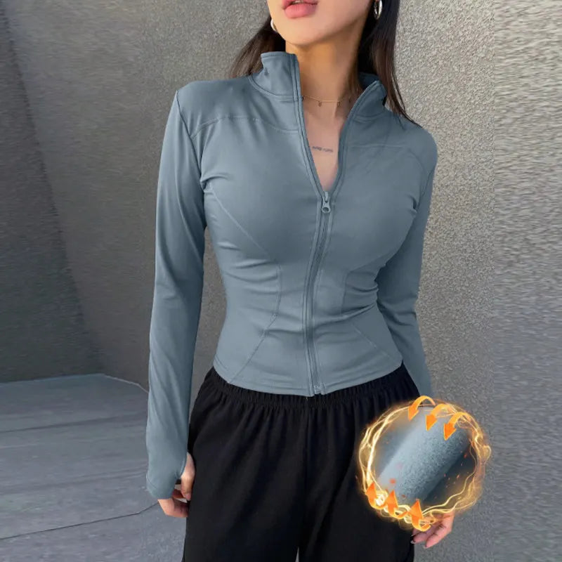 Women’s Long Sleeve Fitness Jacket – Slim Quick-Dry Yoga & Running Top