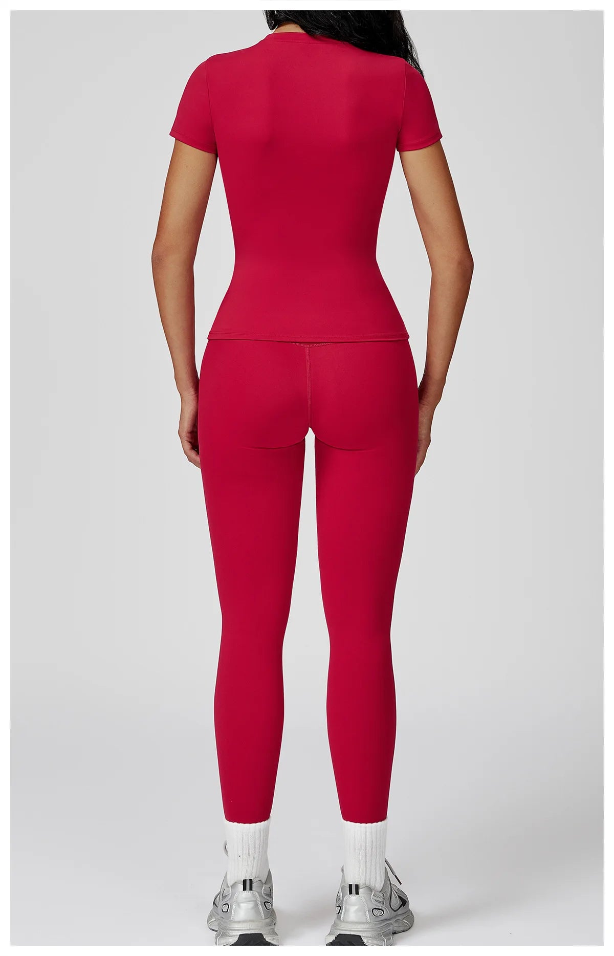 Women’s 2PCS Yoga & Workout Set – Long Sleeve Top & High-Waist Leggings/Shorts