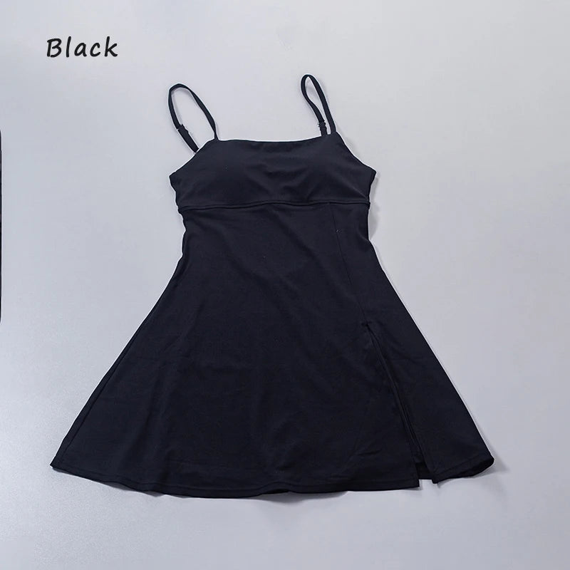 Women’s Sports Dress – Beautiful Back Yoga & Tennis Skirt with Removable Chest Cushion