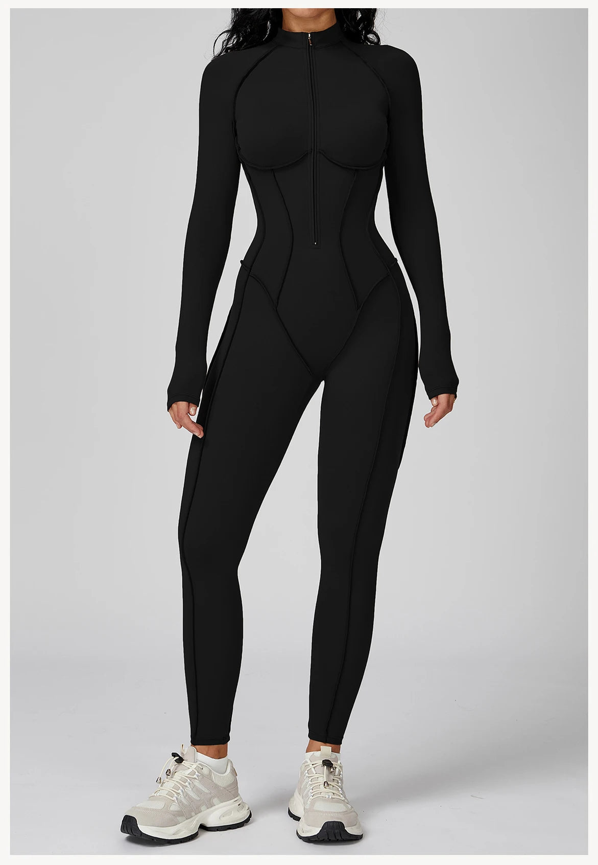 Women’s Long Sleeve Yoga Bodysuit – One-Piece Gym & Fitness Jumpsuit