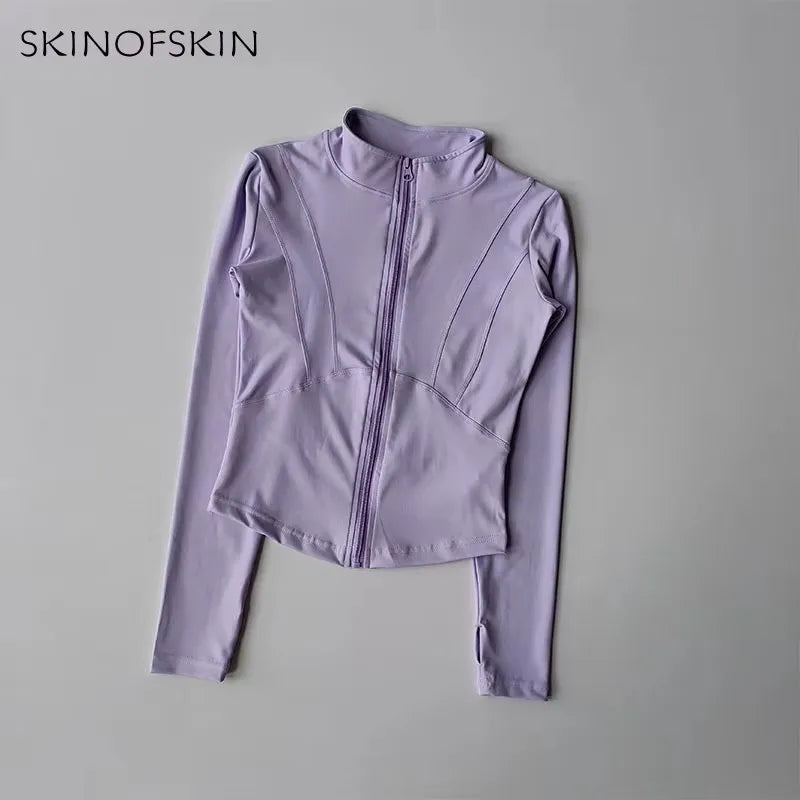 Women’s Long Sleeve Fitness Jacket – Slim Quick-Dry Yoga & Running Top