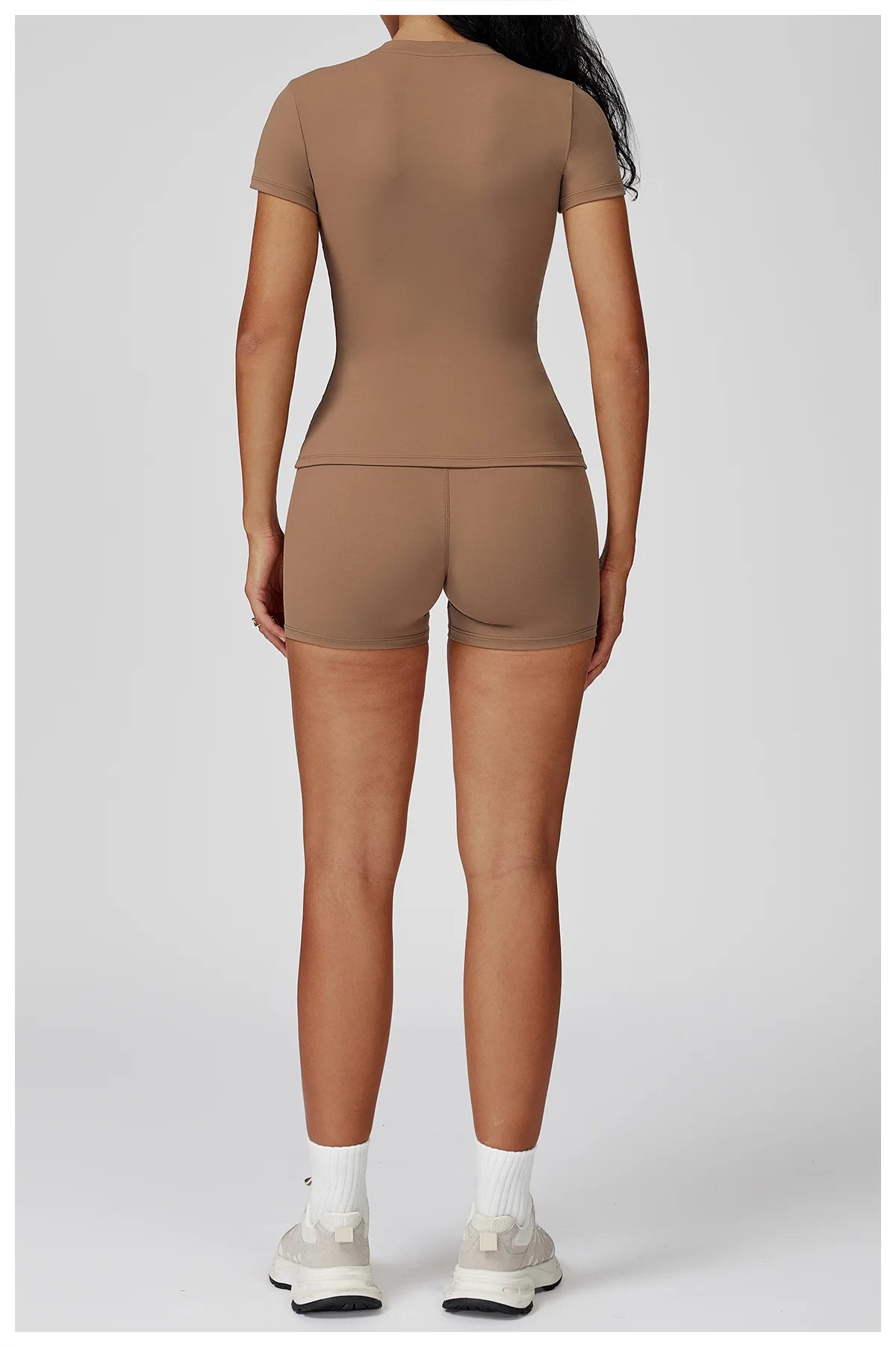 Women’s 2PCS Yoga & Workout Set – Long Sleeve Top & High-Waist Leggings/Shorts
