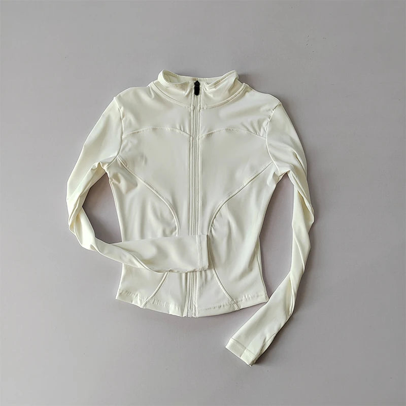 Women’s Long Sleeve Fitness Jacket – Slim Quick-Dry Yoga & Running Top