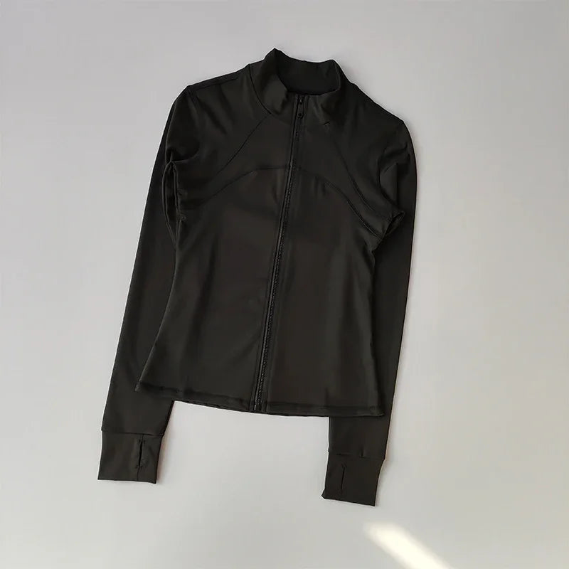 Women’s Long Sleeve Fitness Jacket – Slim Quick-Dry Yoga & Running Top