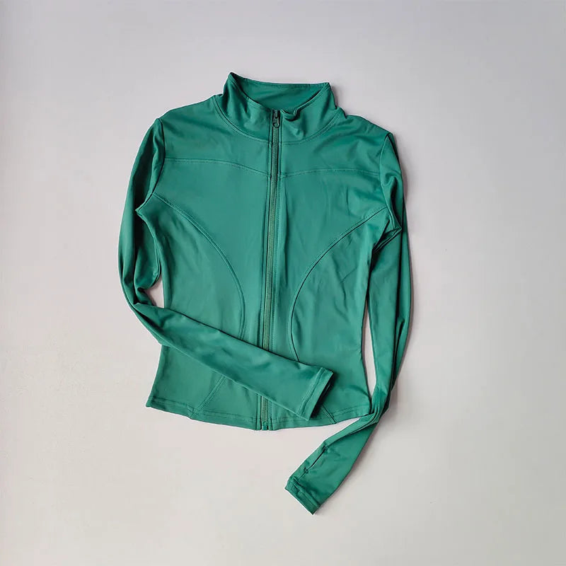 Women’s Long Sleeve Fitness Jacket – Slim Quick-Dry Yoga & Running Top